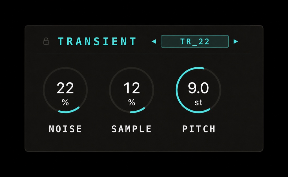 SHINDO Transient section - Noise, Sample, Pitch